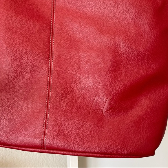 • SOLD • LB Red Leather Tote Bag - Picture 4 of 8